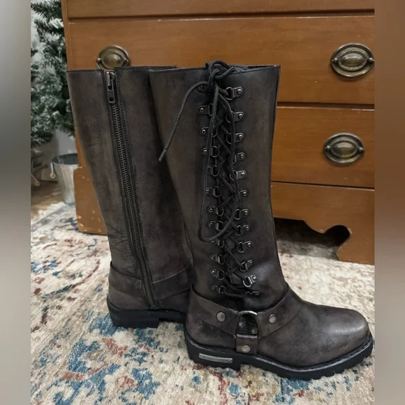 Milwaukee Leather Women's Distressed Brown Motorcycle Rider Boots 8. - Picture 3 of 11